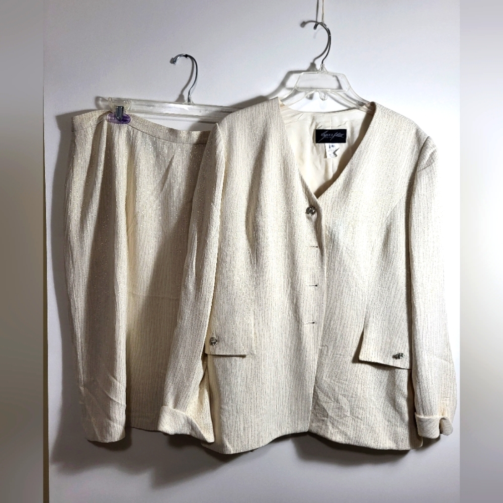 Sunny Choi cream with gold threads skirt suit women's 18  #1813